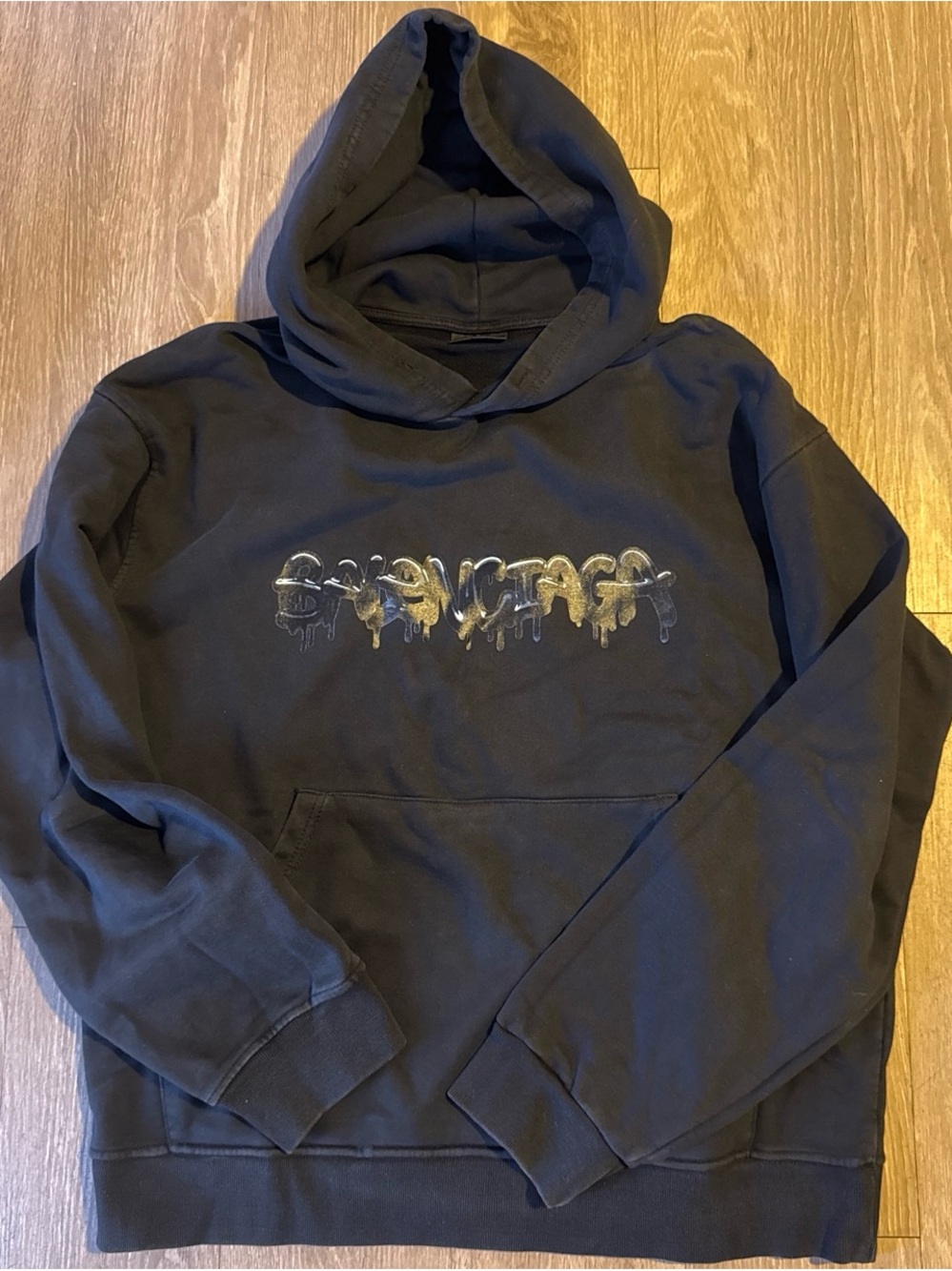 Balenciaga Black Graphic Hoodie Sweatshirt - Men
